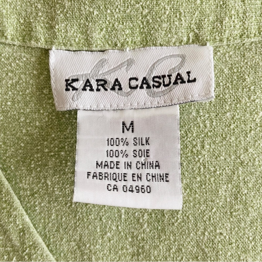 ‼️SOLD‼️ Vintage 100% silk 90s pastel green short sleeve button down maxi dress - Picture 4 of 6